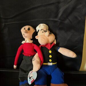 POPEYE and OLIVE OYL Plush Dolls, Play by Play 1994 vintage, Original Tags
